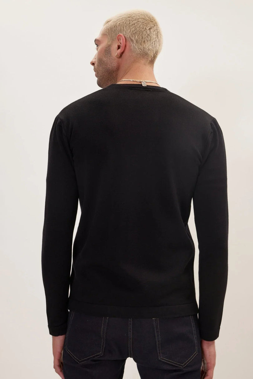 Men's V-Neck Cardigan - Black | Ron Tomson