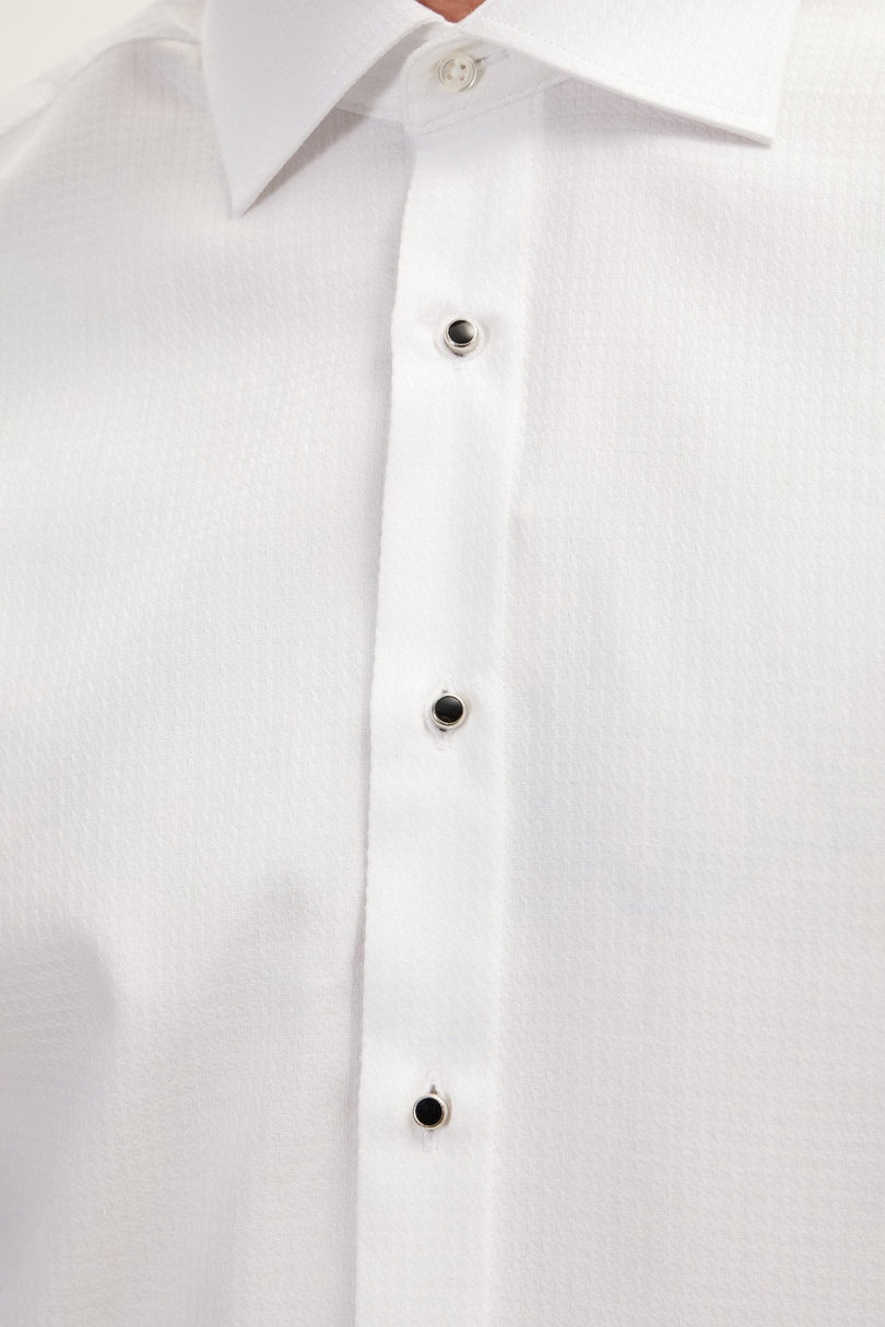 Men's Front Stud Tuxedo Shirt - White | Ron Tomson