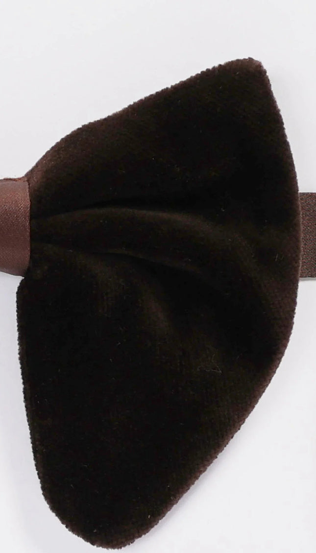 Velvet Pre-Tied Bow Tie - Brown