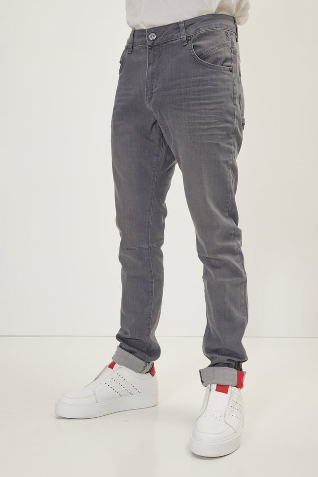 Slim Red-Stripe Denim Jeans - Grey