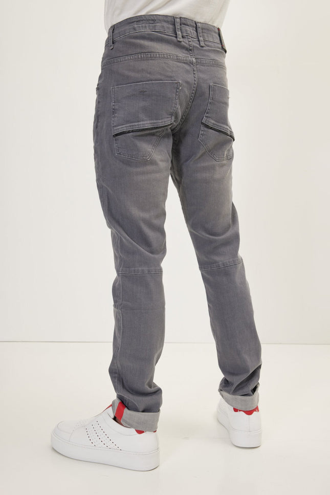 Slim Red-Stripe Denim Jeans - Grey