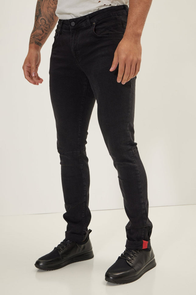 Inner Red Stripe Denim Jeans - Black