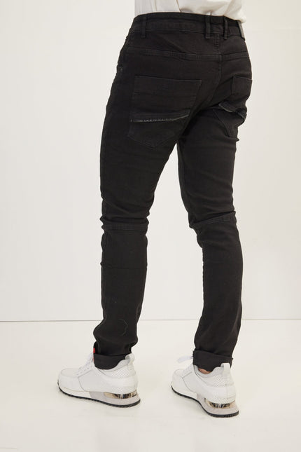 Men's Inner Red Stripe Denim Jeans - Black | Ron Tomson