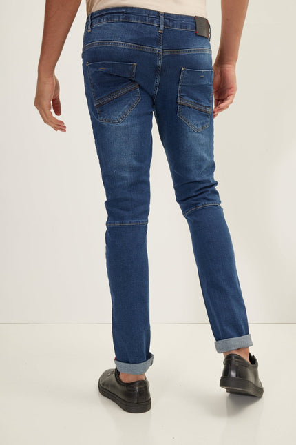 Men's Inner Red Stripe Denim Jeans - Navy | Ron Tomson