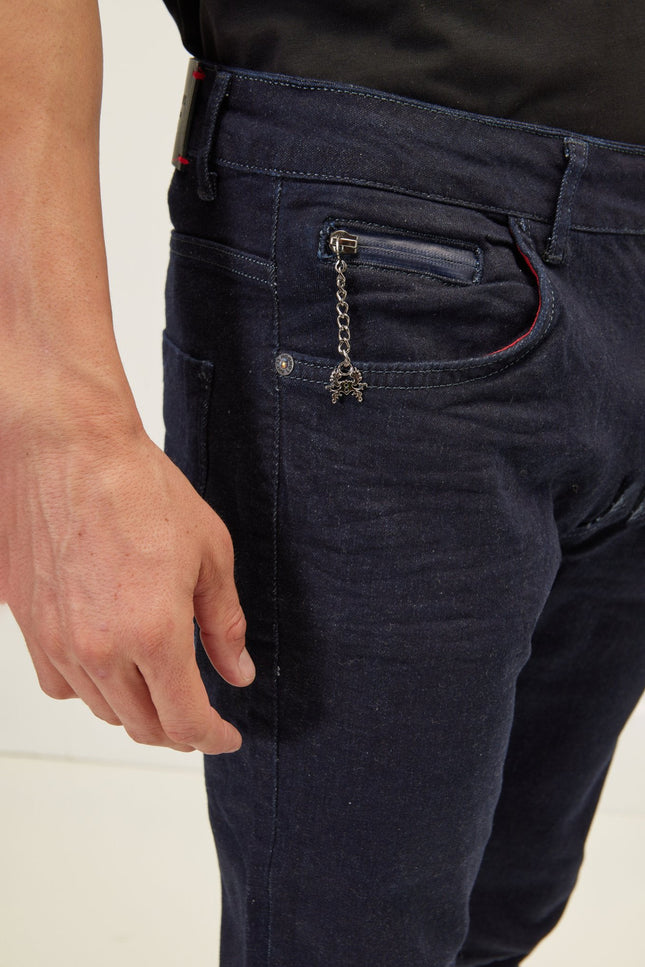 Inner Red Stripe Denim - Navy