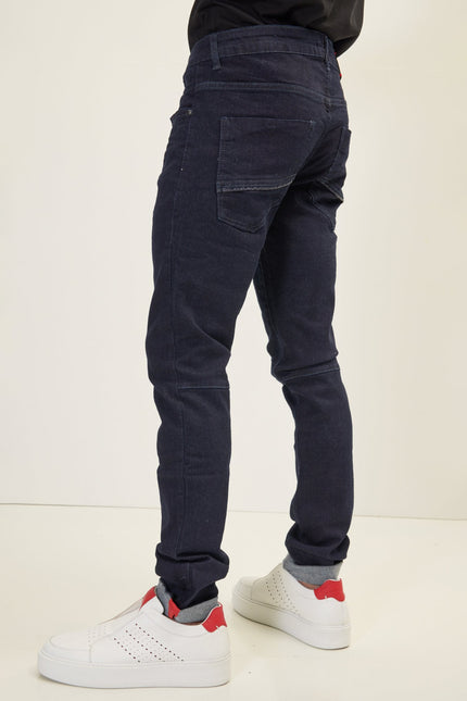 Men's Inner Red Stripe Denim Jeans - Navy | Ron Tomson