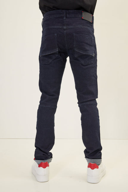 Men's Inner Red Stripe Denim Jeans - Navy | Ron Tomson