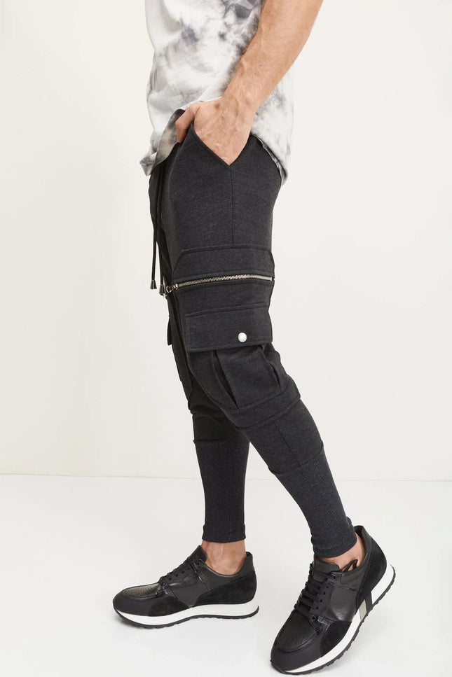 Slim Cotton Drawstring Jogger - Anthracite
