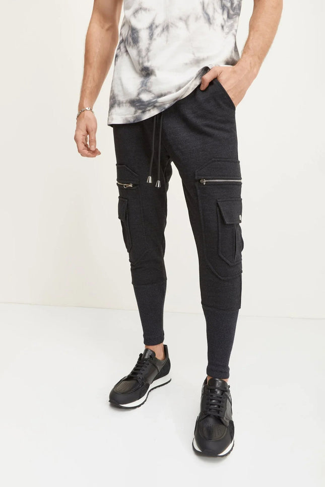 Slim Cotton Drawstring Jogger - Anthracite