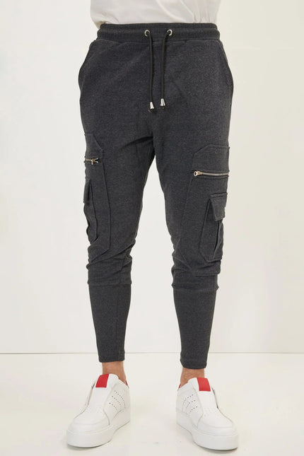 Men's Cotton Slim Joggers - Anthracite | Ron Tomson