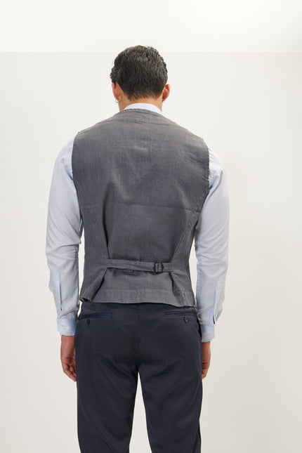 Men's Tailored Cotton Waistcoat - Grey | Ron Tomson