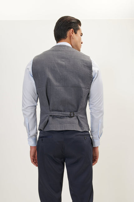 Men's Tailored Cotton Waistcoat - Grey | Ron Tomson