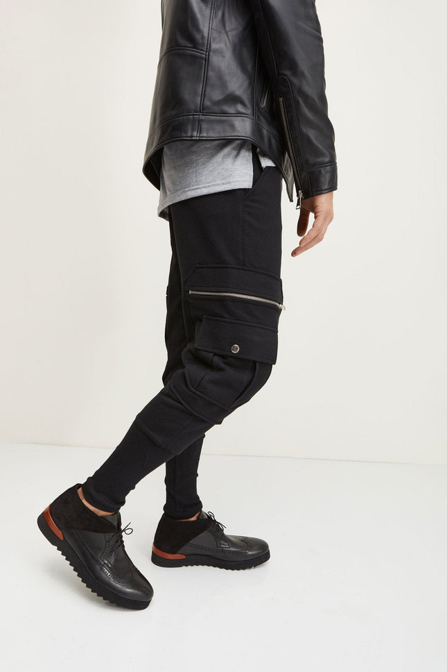 Men's Cotton Slim Joggers - Black | Ron Tomson
