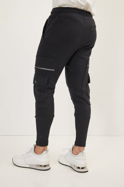Men's Cotton Slim Joggers - Black | Ron Tomson