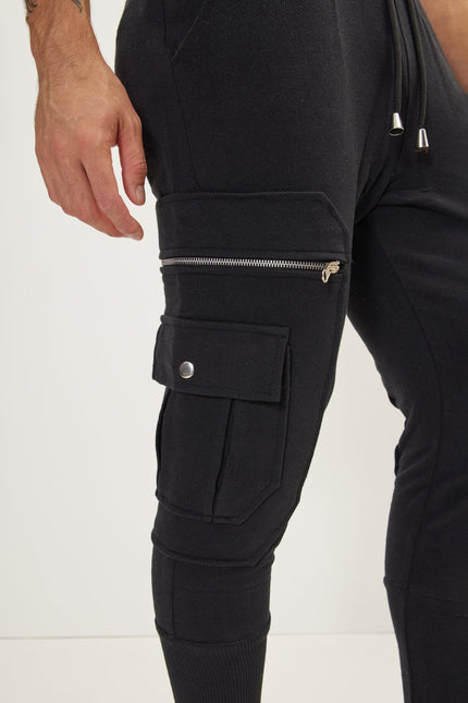 Men's Cotton Slim Joggers - Black | Ron Tomson