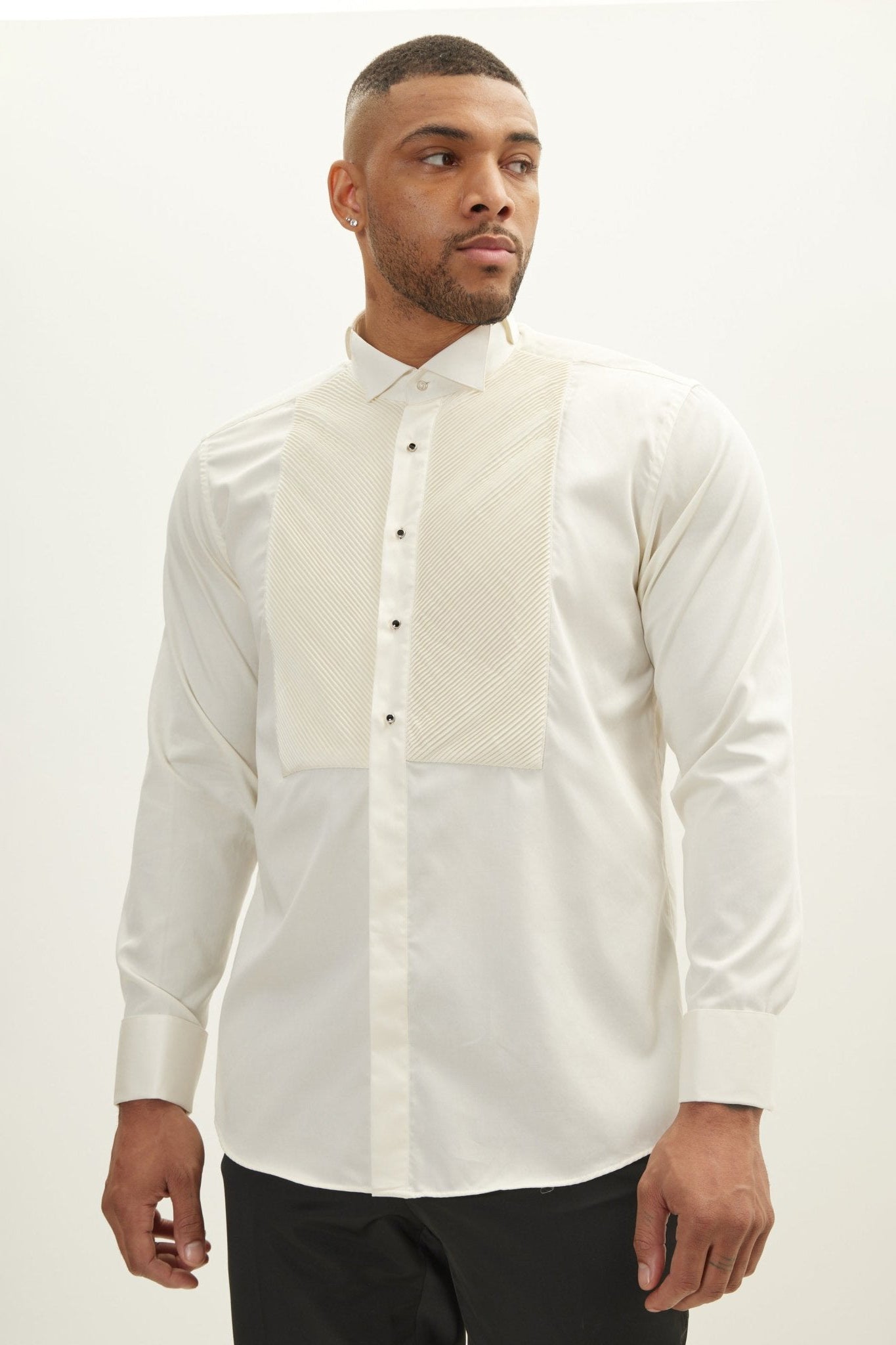 Men's Wing Collar Tuxedo Shirt - Beige Men's Wing Collar Tuxedo Shirt - Beige
