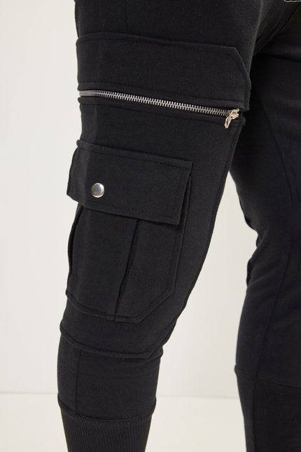 Men's Cotton Slim Joggers - Black | Ron Tomson