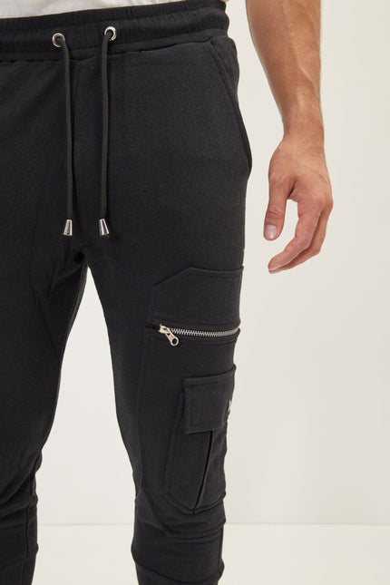 Men's Cotton Slim Joggers - Black | Ron Tomson