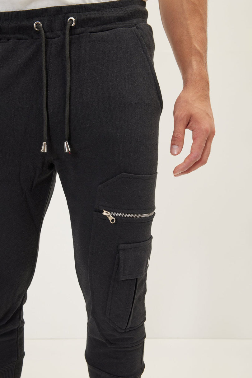 Men's Cotton Slim Joggers - Black | Ron Tomson