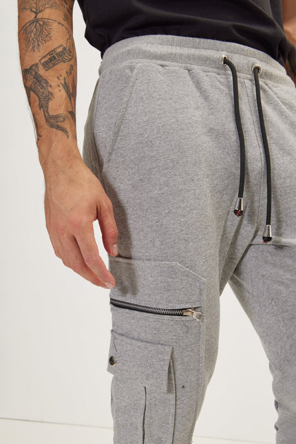 Men's Cotton Slim Joggers - Grey | Ron Tomson