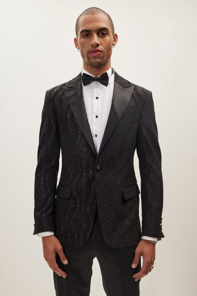 Men's Dragon Tail Sparkle Shawl Lapel Tuxedo Jacket | Ron Tomson