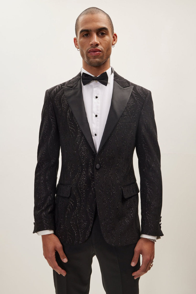 Men's Dragon Tail Sparkle Shawl Lapel Tuxedo Jacket | Ron Tomson