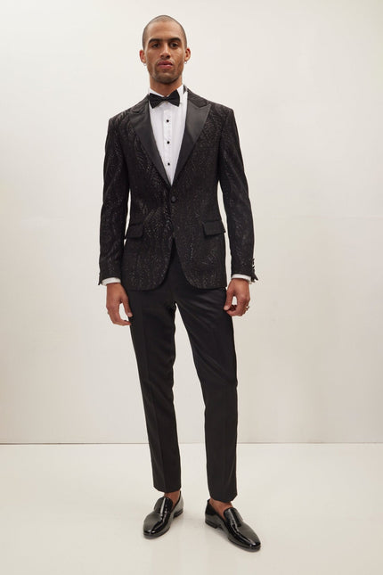 Men's Dragon Tail Sparkle Shawl Lapel Tuxedo Jacket | Ron Tomson