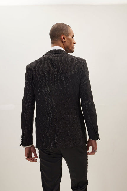 Men's Dragon Tail Sparkle Shawl Lapel Tuxedo Jacket | Ron Tomson