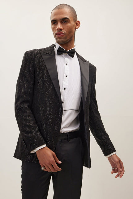 Men's Dragon Tail Sparkle Shawl Lapel Tuxedo Jacket | Ron Tomson