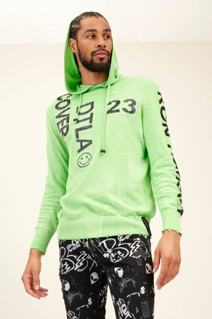 Men's Cotton Graphic Hoodie - Neon Green | Ron Tomson