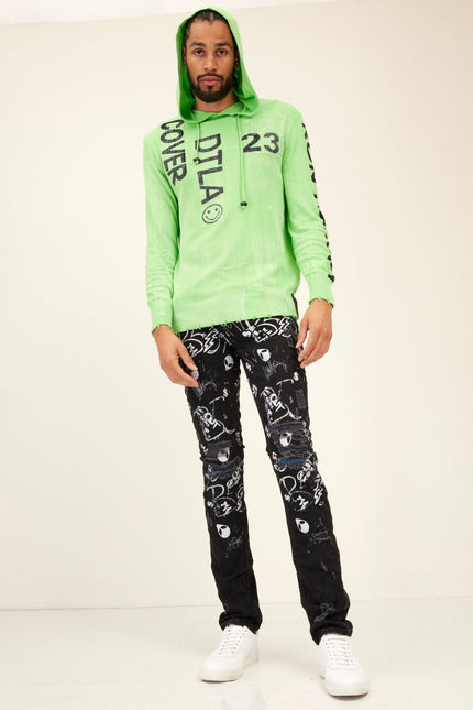 Men's Cotton Graphic Hoodie - Neon Green | Ron Tomson