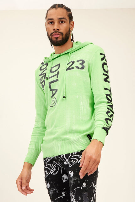 Men's Cotton Graphic Hoodie - Neon Green | Ron Tomson