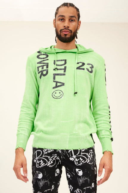 Men's Cotton Graphic Hoodie - Neon Green | Ron Tomson
