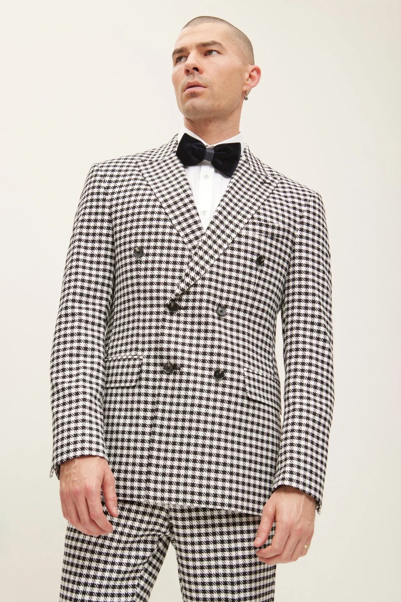 Double-Breasted Houndstooth Suit With Matching Pants - Ron Tomson