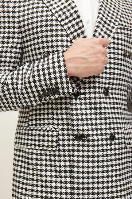 Men's Double-Breasted Houndstooth Suit - Breasted Houndstooth Suit With Matching Pants | Ron Tomson