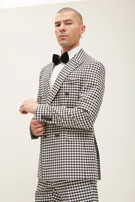Men's Double-Breasted Houndstooth Suit - Breasted Houndstooth Suit With Matching Pants | Ron Tomson