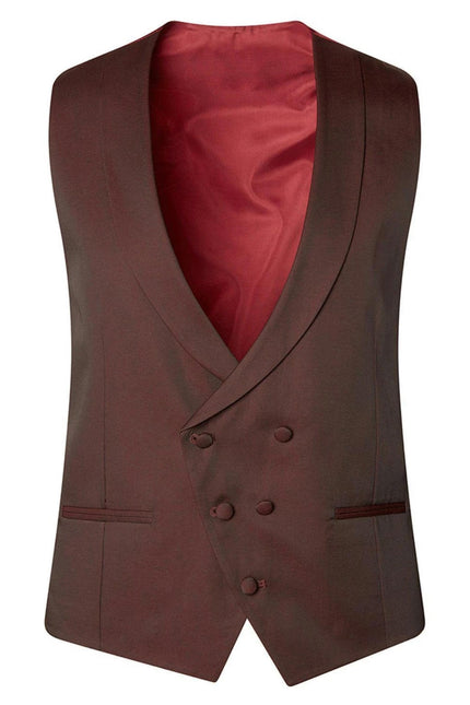 Men's Double-Breasted Vest - Burgundy | Ron Tomson