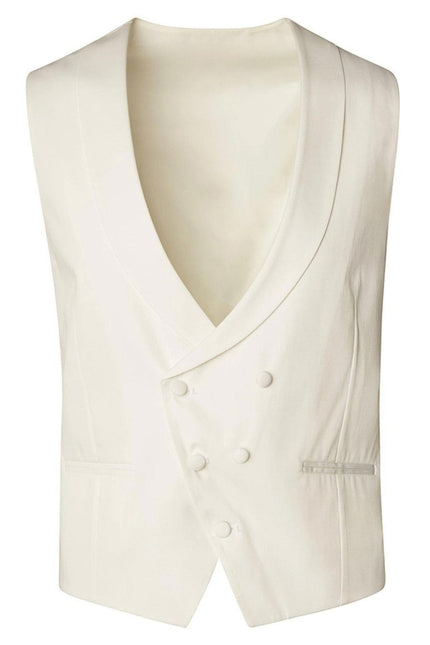 Men's Double-Breasted Silk Waistcoat - White | Ron Tomson