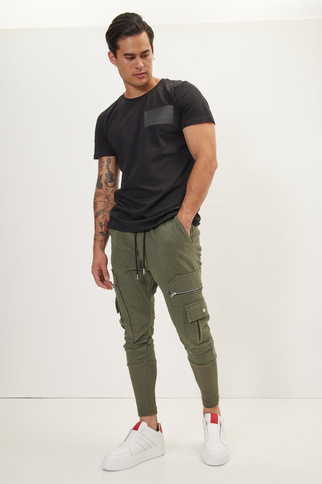 Slim Cotton Jogger Pants - Khaki