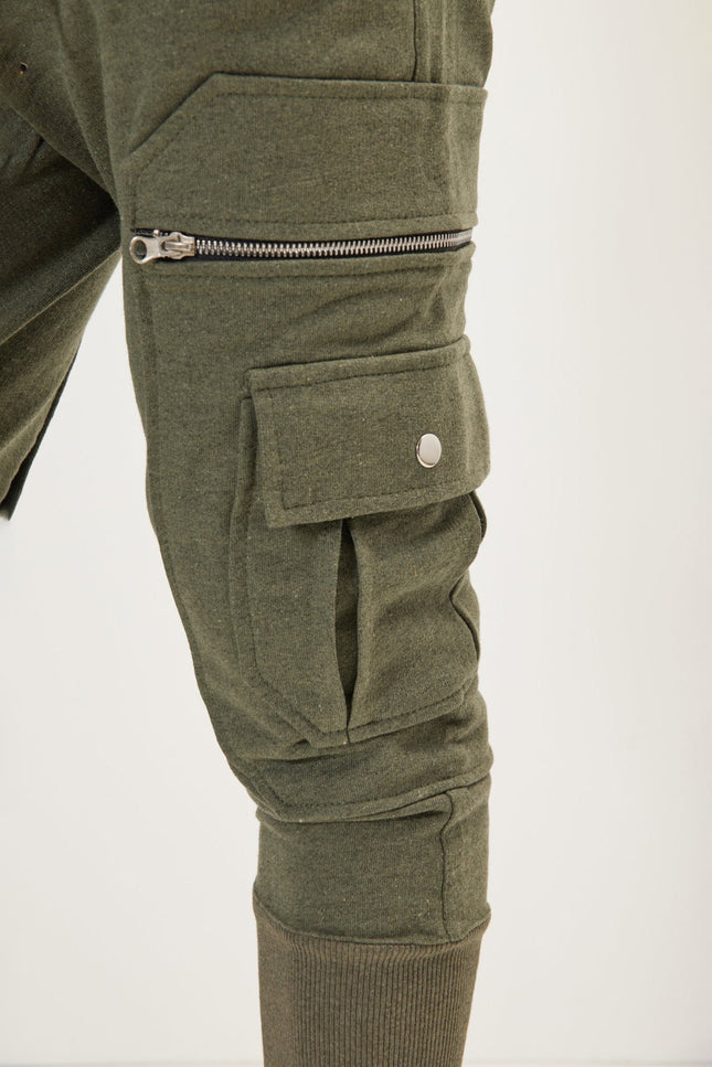 Slim Cotton Jogger Pants - Khaki