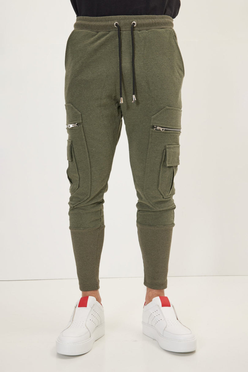 Men's Cotton Slim Joggers - Khaki | Ron Tomson