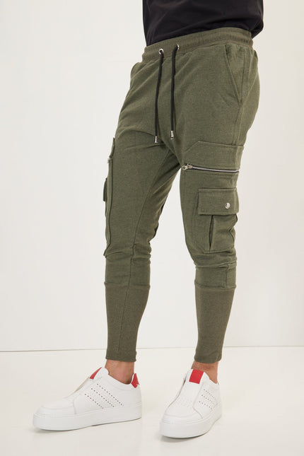 Men's Cotton Slim Joggers - Khaki | Ron Tomson