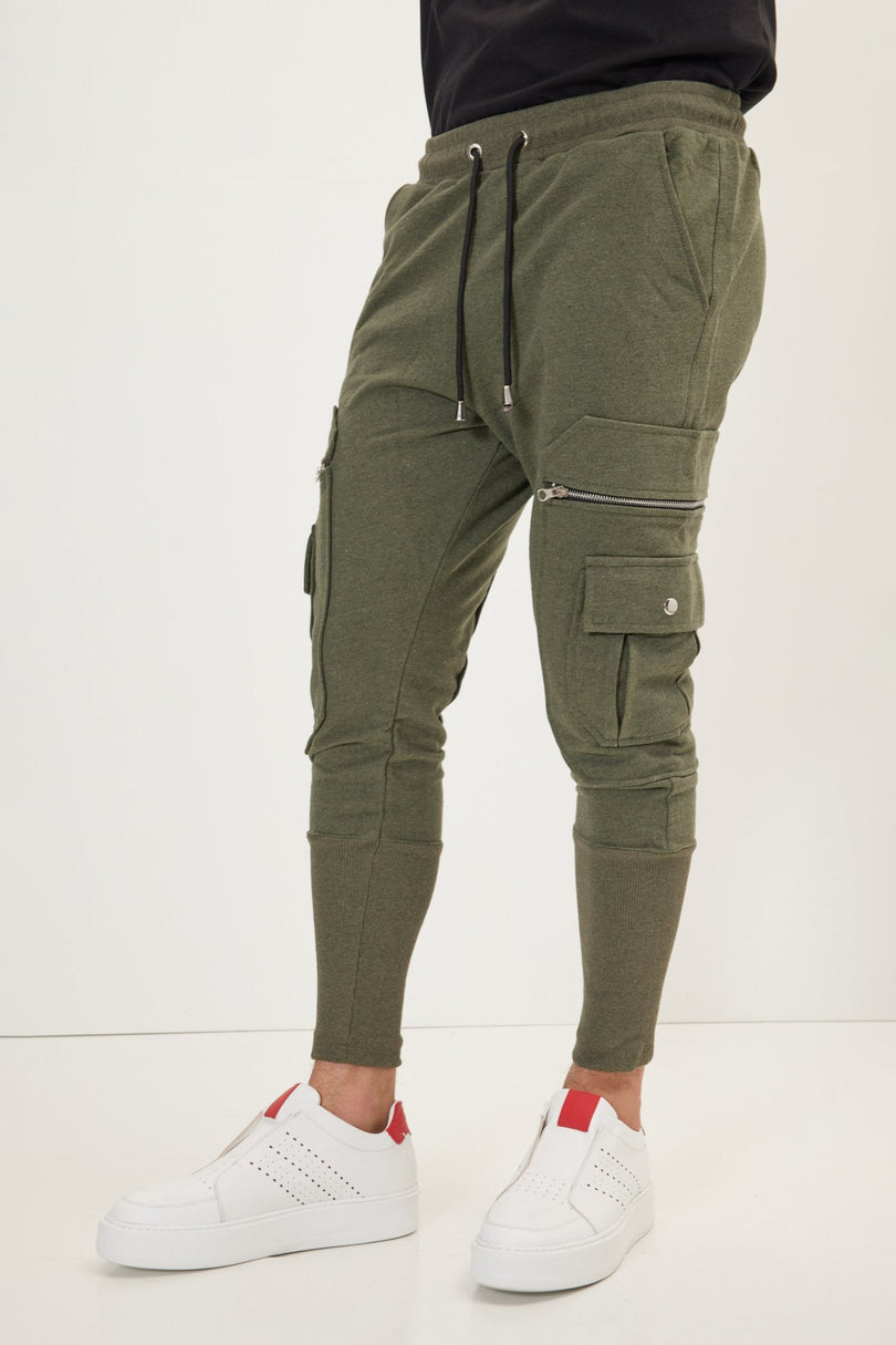 Men's Cotton Slim Joggers - Khaki | Ron Tomson