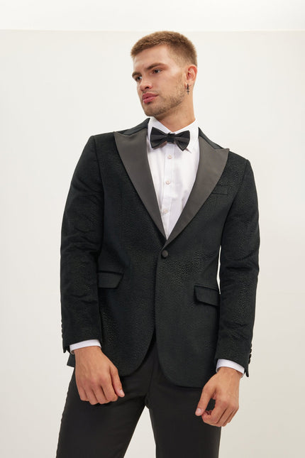Men's Shawl Lapel Velvet Tuxedo Jacket - Black | Ron Tomson