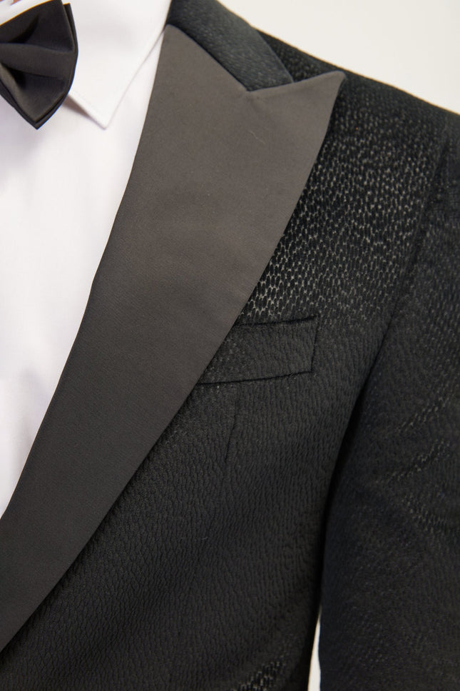 Men's Shawl Lapel Velvet Tuxedo Jacket - Black | Ron Tomson