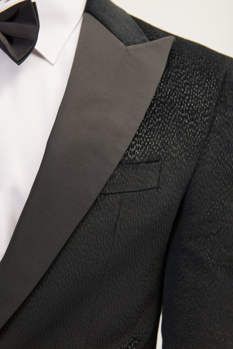 Men's Shawl Lapel Velvet Tuxedo Jacket - Black | Ron Tomson
