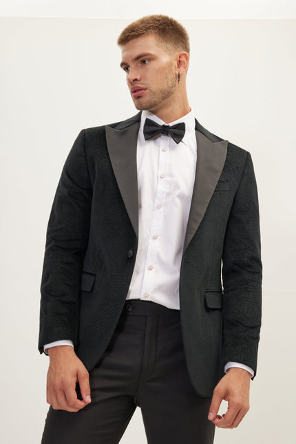 Men's Shawl Lapel Velvet Tuxedo Jacket - Black | Ron Tomson