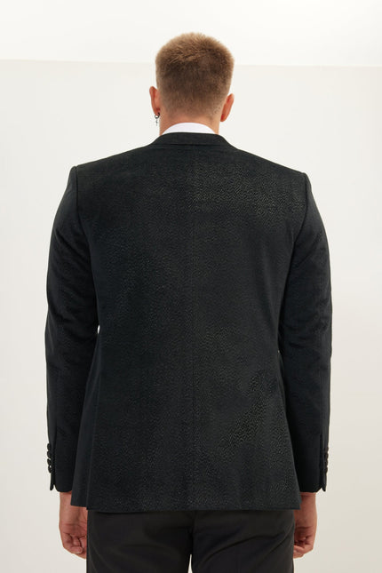 Men's Shawl Lapel Velvet Tuxedo Jacket - Black | Ron Tomson