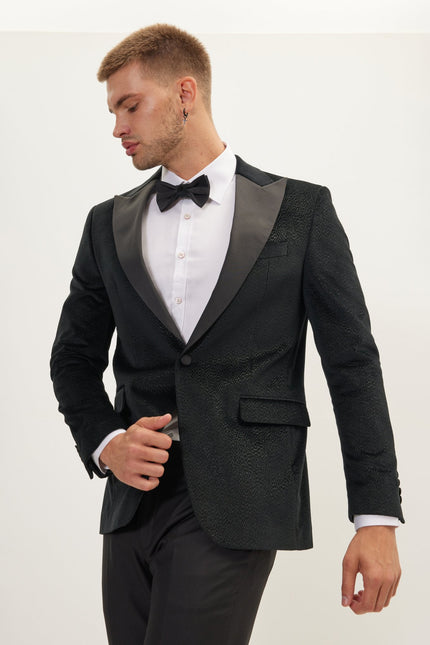Men's Shawl Lapel Velvet Tuxedo Jacket - Black | Ron Tomson