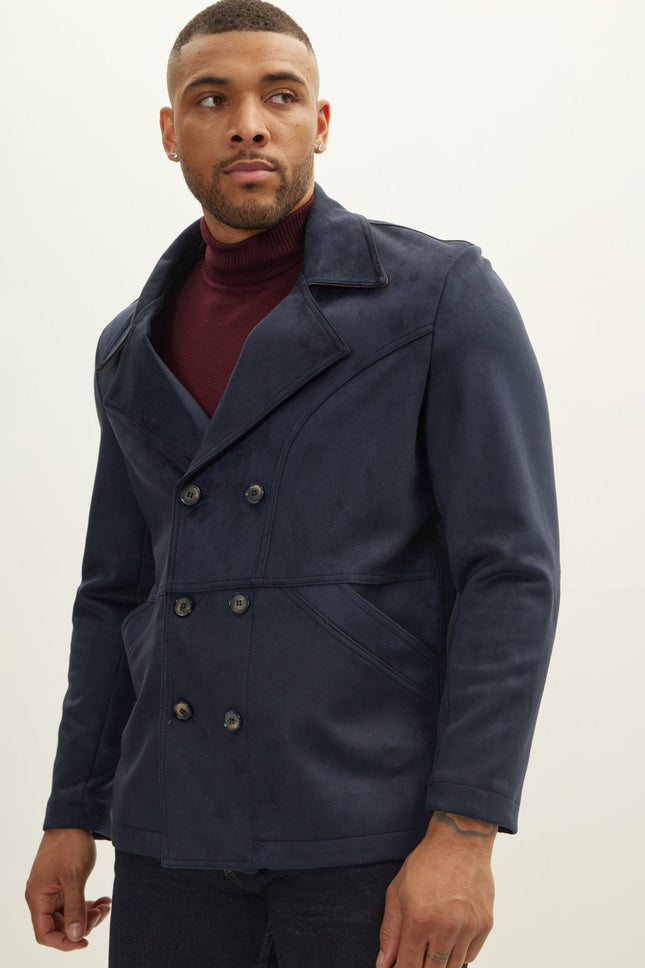 Men's Faux Suede Peacoat - Navy | Ron Tomson